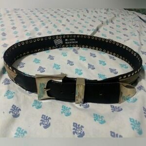 Western Metallic Leather Belt Black Size 32 Chevel Design Studio Branded